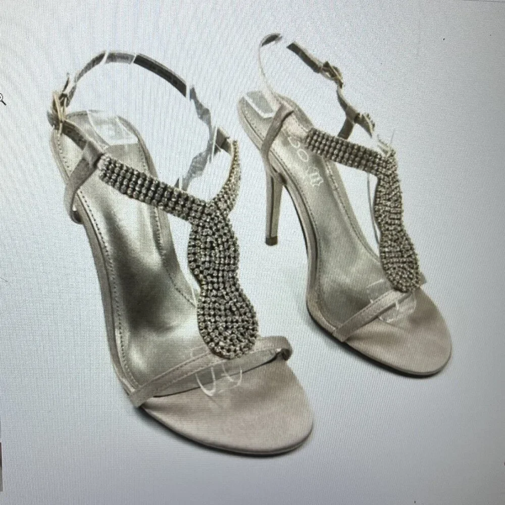 ALDO Embellished Sparkly Silver Rhinestone Strappy Heels Size 6